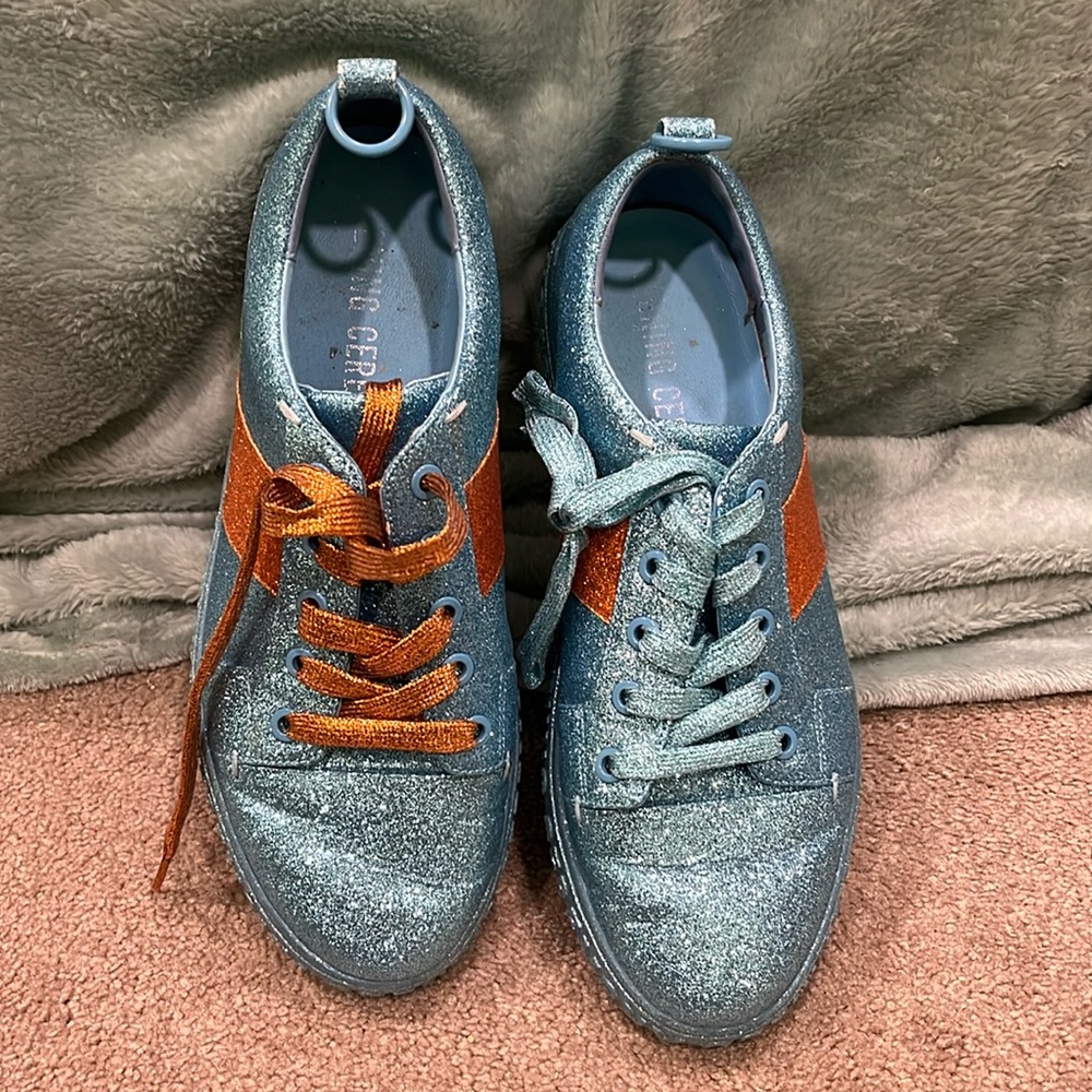Opening Ceremony Blue & Orange Glitter Sneakers